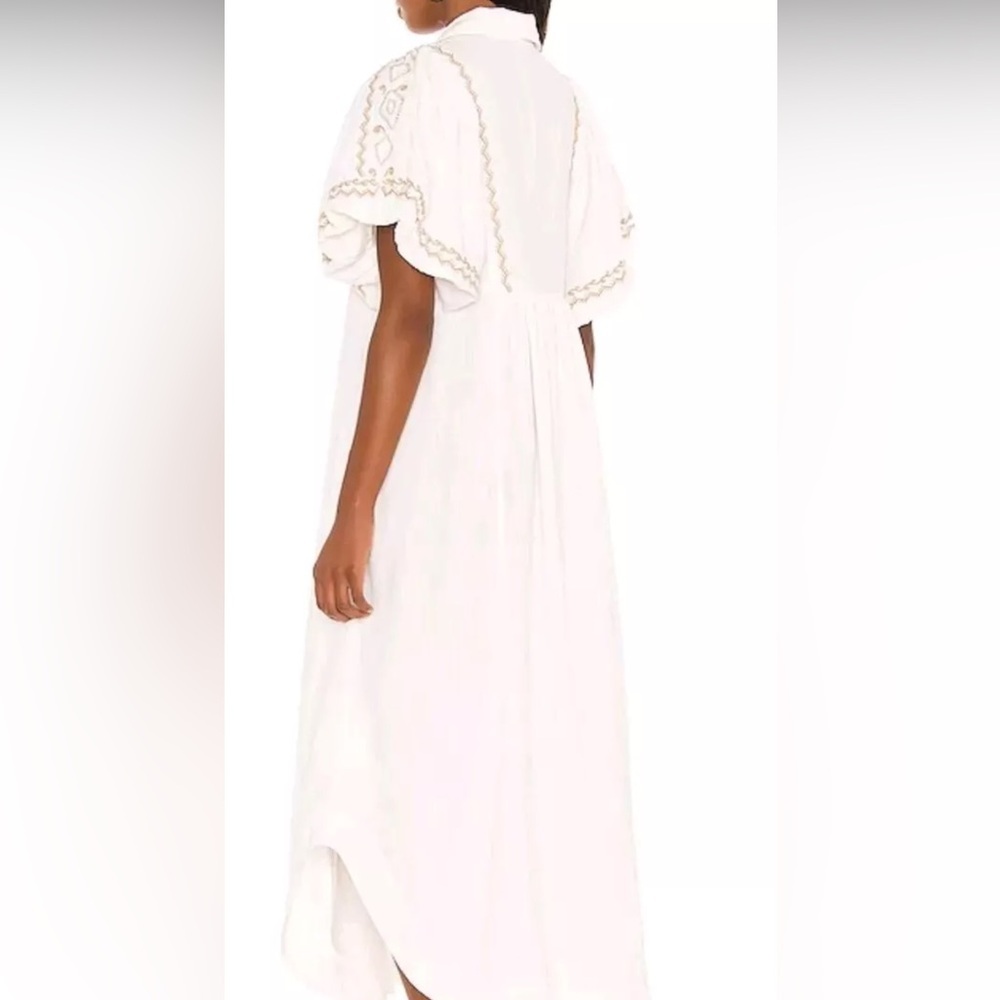 NWT FREE PEOPLE Ivory Samantha Embroidered‎ Maxi Cotton Shirt-Dress - Picture 3 of 10